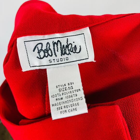 Vintage Bob Mackie Size 14 Crepe Straight Leg Pants Red - Picture 3 of 4